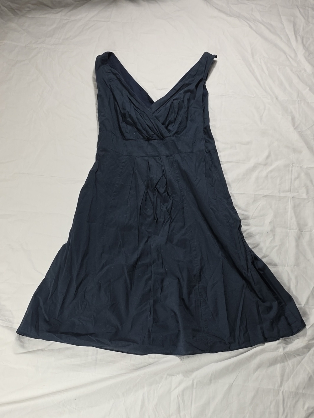 Lands' End Navy V-Neck Dress with Subtle A-Line